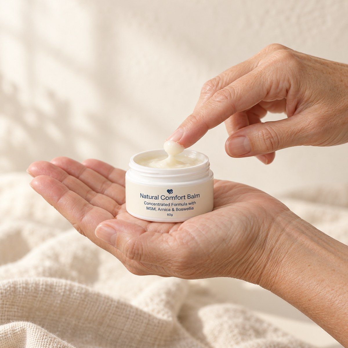Natural Comfort Balm in use