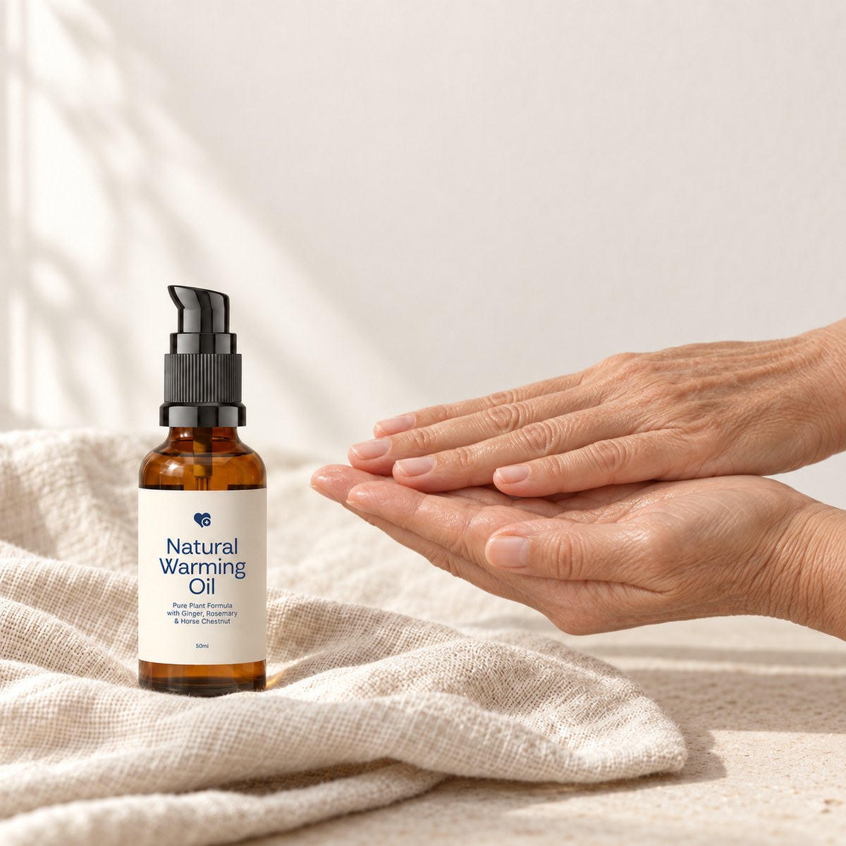 Natural Warming Oil in use