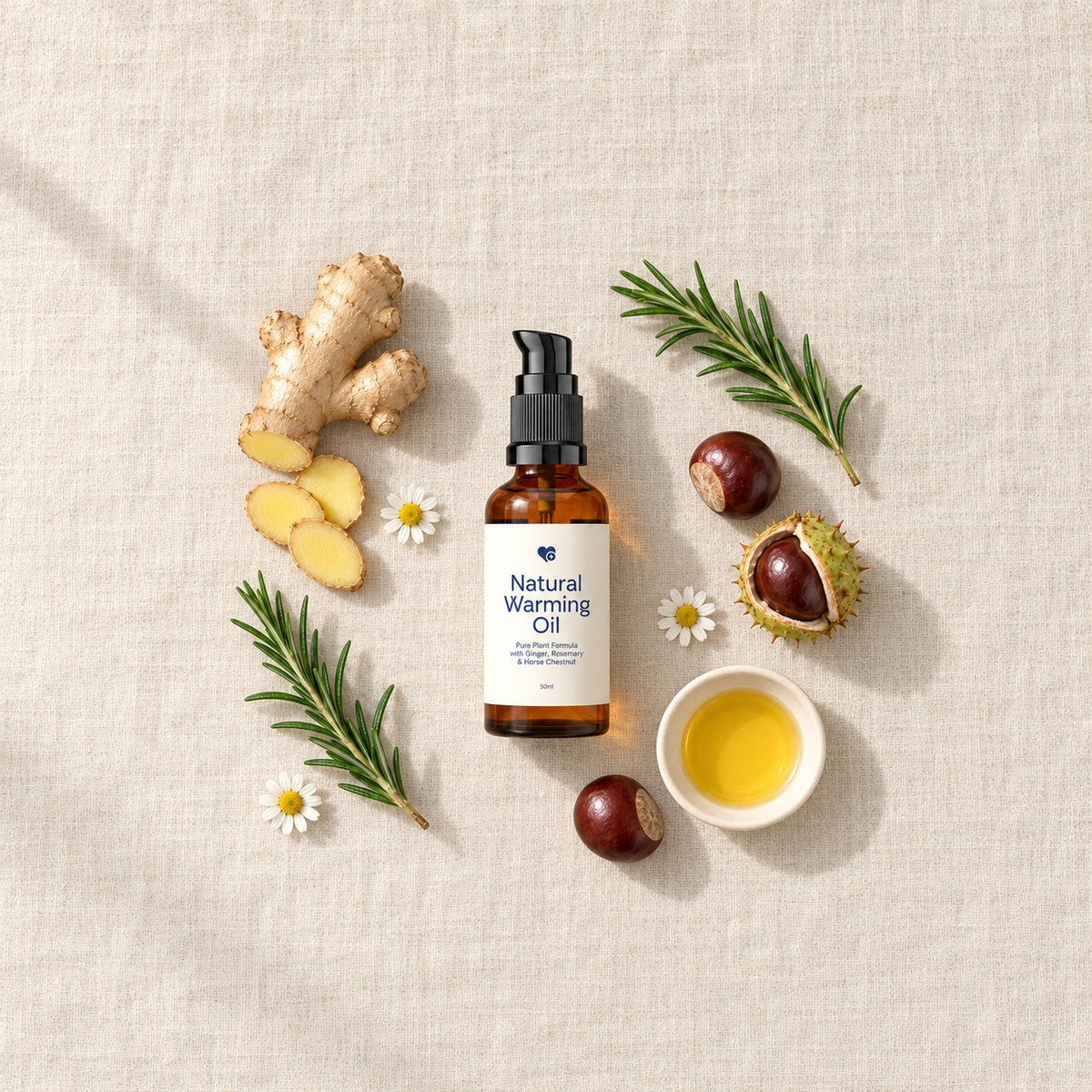 Natural Warming Oil flat lay